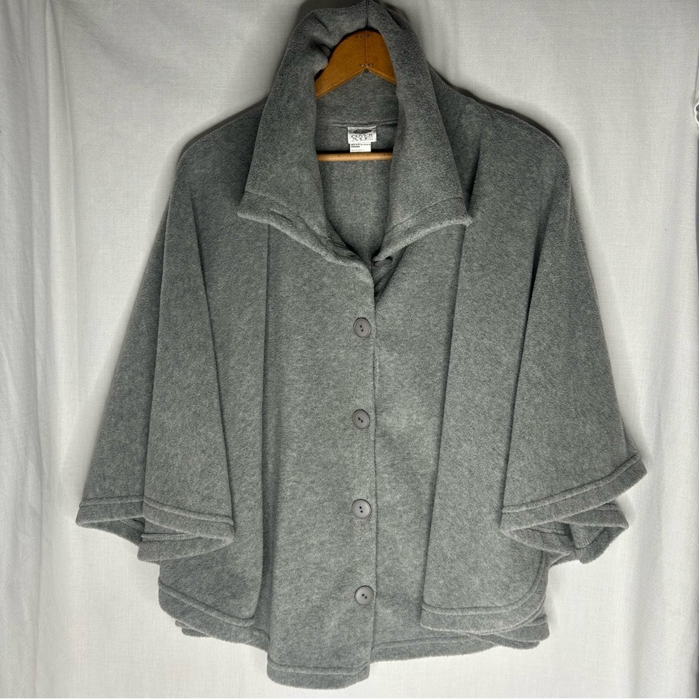 Cover Me Gray Women's over the Head Shawl/Sweater Fleece Poncho SZ 0/Sm Shrug